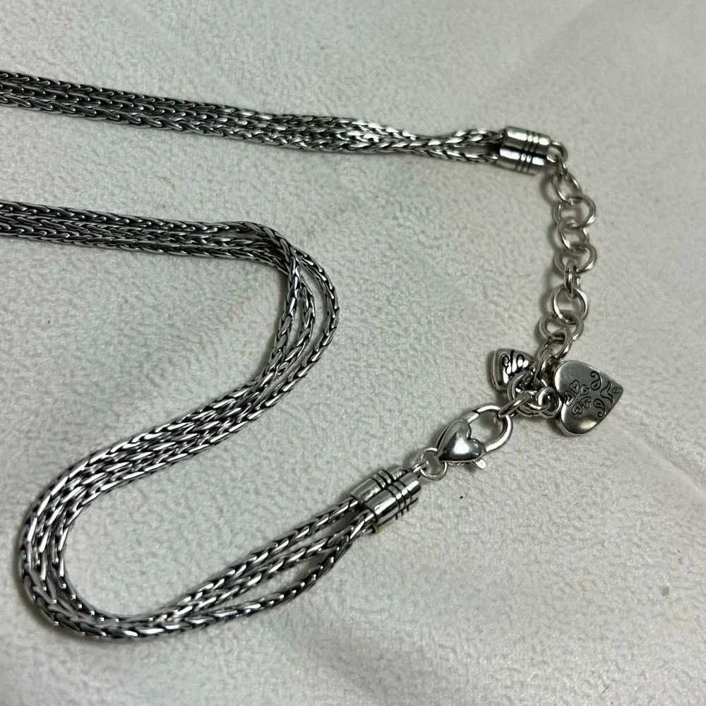 Brighton French Quarter Ophelia Heart Necklace Silver Plated 17” Triple Chain - Picture 8 of 16